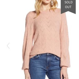 Halogen Pink Ribbed Pointelle Novelty Sweater L